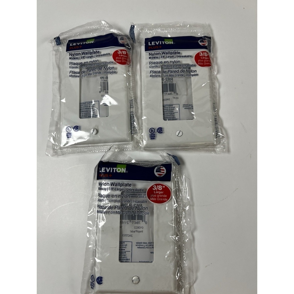 Leviton Plus‎ Nylon Wallplate R62-PJ26-W Midway White Lot of 3 NEW